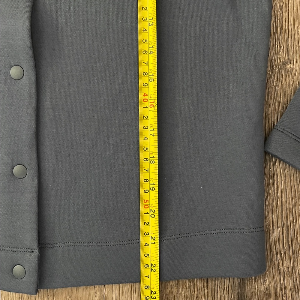 Muji Blue Snap Cardigan Sweatshirt Womens Size Medium M Scuba Cotton Fleece - Picture 9 of 11